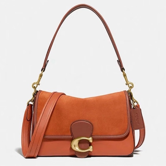 Coach Handbags - Coach Orange Suede Soft Tabby